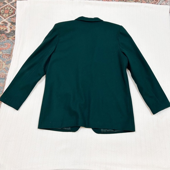 VINTAGE SAG HARBOR Hunter Green Wool Single Button Blazer - sz 14 - M - Picture 2 of 9